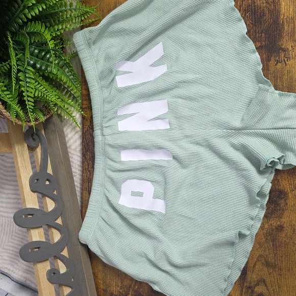 Victoria’s Secret PINK Mint Green Waffle Knit Sleep Shorts - Picture 4 of 11